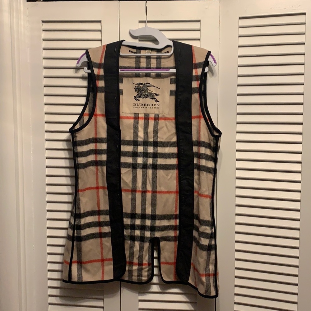 Burberry Beige and Black Plaid Vest